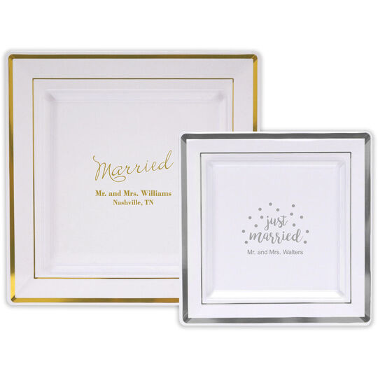 Design Your Own Personalized Banded Square Plastic Plates